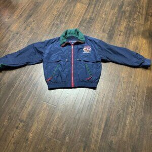 Vintage Swingster Mens Hidden Hood Jacket "Roll With It" Logo Multi-Color Large